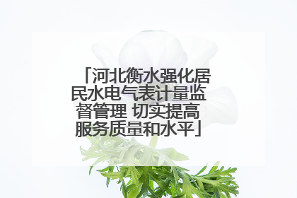 河北衡水强化居民水电气表计量监督管理 切实提高服务质量和水平